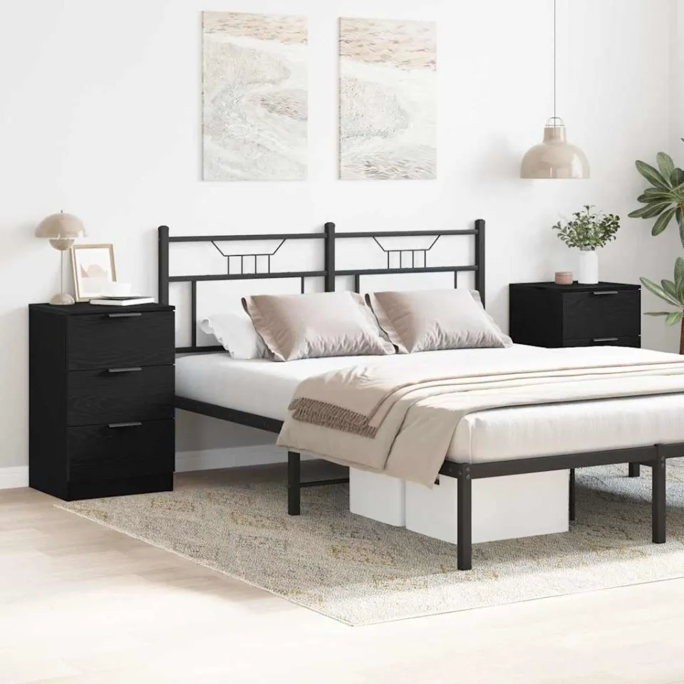 vidaXL Nachtkastje 2 st Zwart Eiken 40 x 65 x 65 cm Bewerkt hout, foto 4