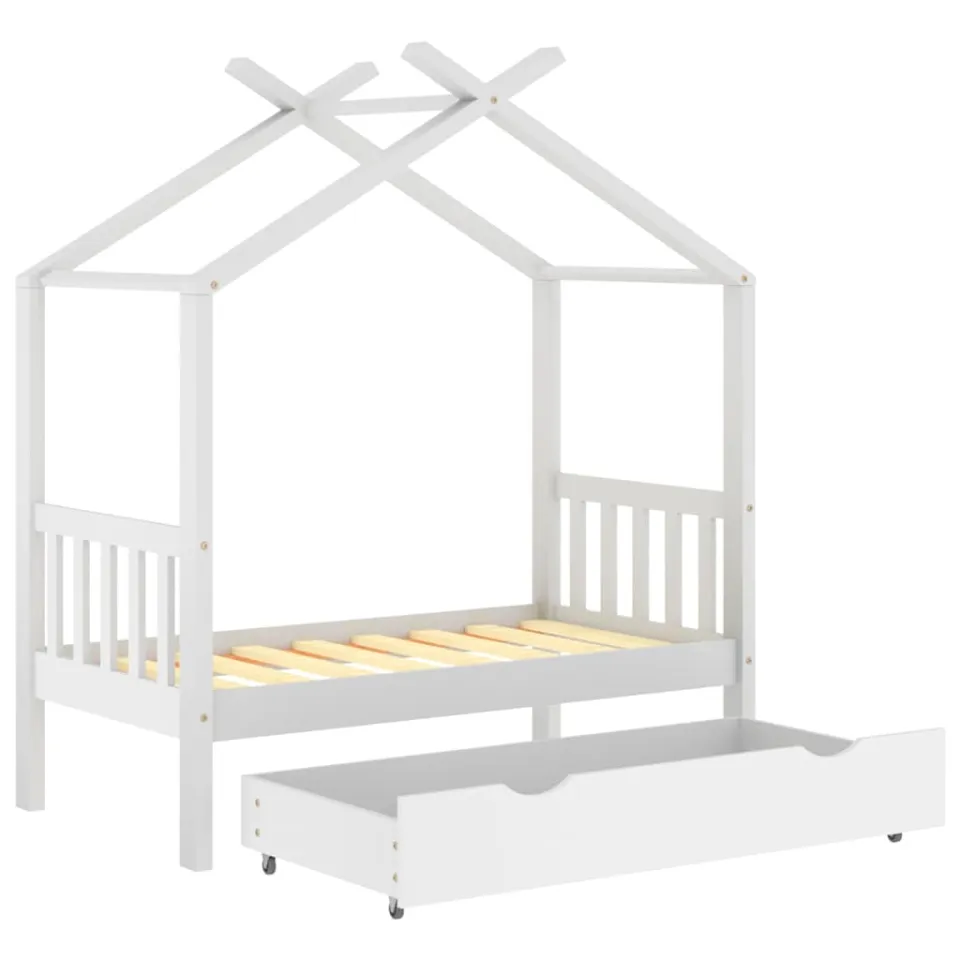 vidaXL Kinderbedframe met lade massief grenenhout 70x140 cm wit, foto 4