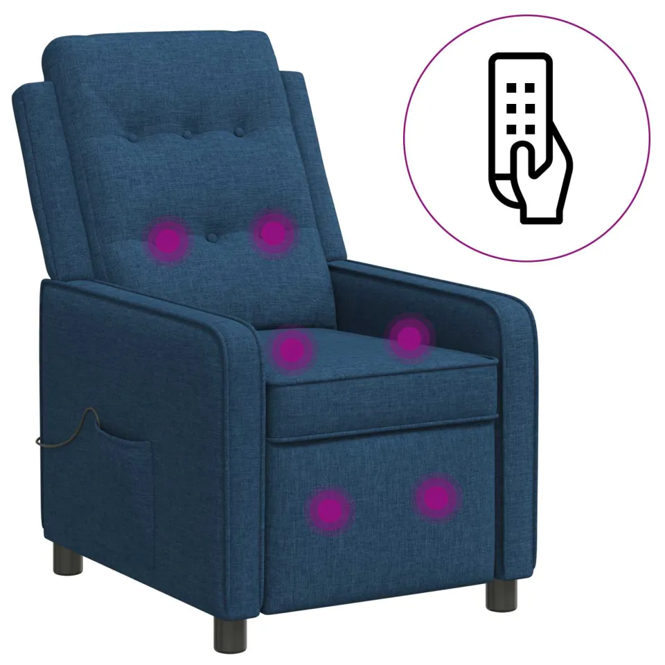 vidaXL Massage-relaxstoel Blauw 65 x 93 x 102 cm Stof, foto 3