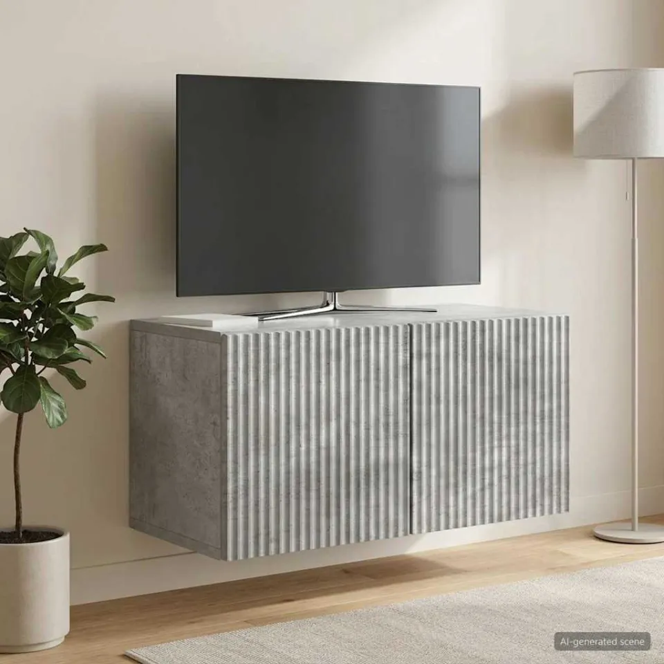 vidaXL Wandbeugel TV-kast 59,5 x 31 x 30 cm Betongrijs Bewerkt hout grijs, foto 4