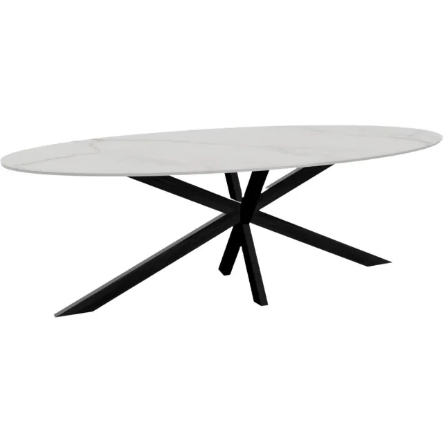 Lizzely Garden & Living Eettafel ovaal 235cm Figo marmerlook wit ovale tafel steen