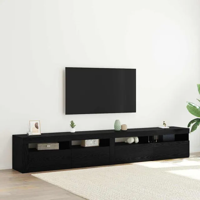vidaXL Tv-meubelset 3 st Zwart Eiken Bewerkt hout