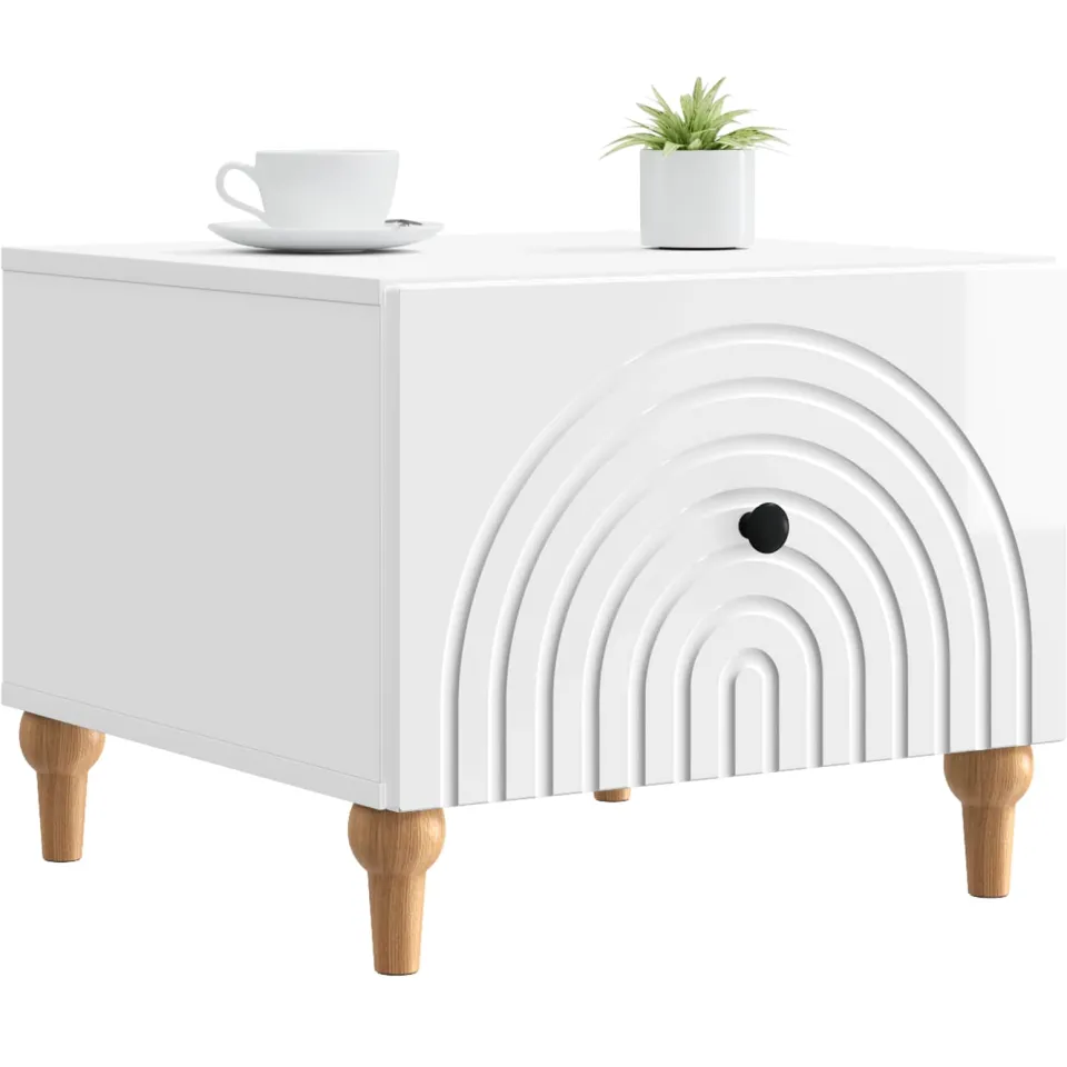 vidaXL Salontafel met lade Hoogglans Wit 49 x 50 x 40 cm Bewerkt hout