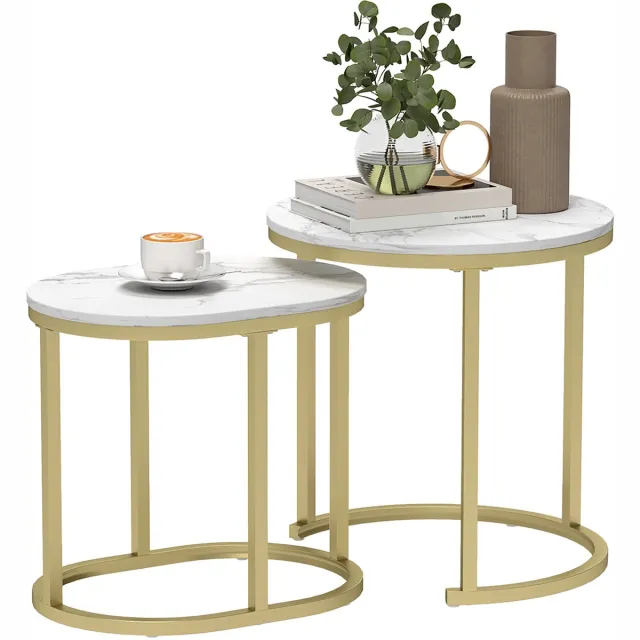 Homcom Salontafelset - Staal - 50x50x50,5 cm - Goud