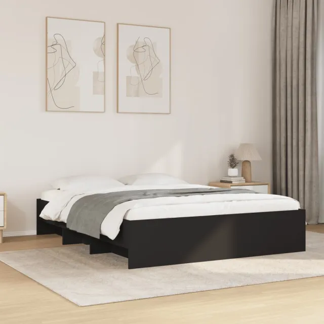 vidaXL Bedframe bewerkt hout zwart 150x200 cm