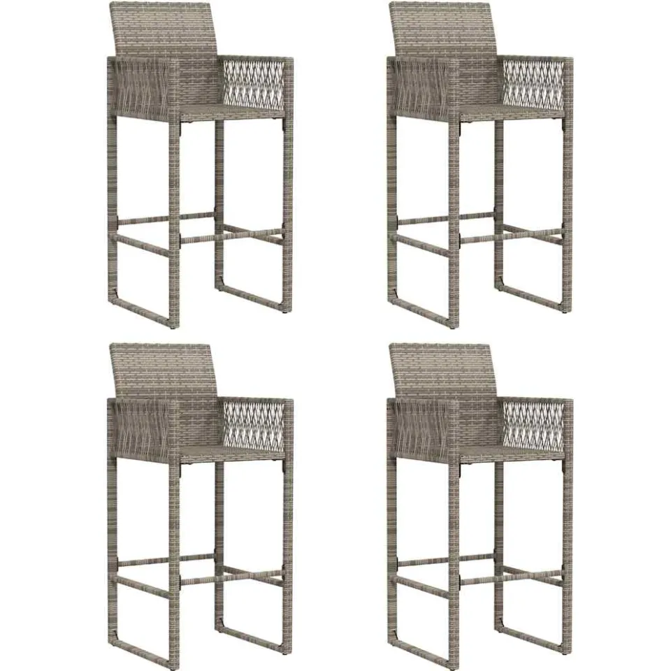 vidaXL 5-delige Tuinbarset zonder kussens poly rattan acacia grijs, foto 4