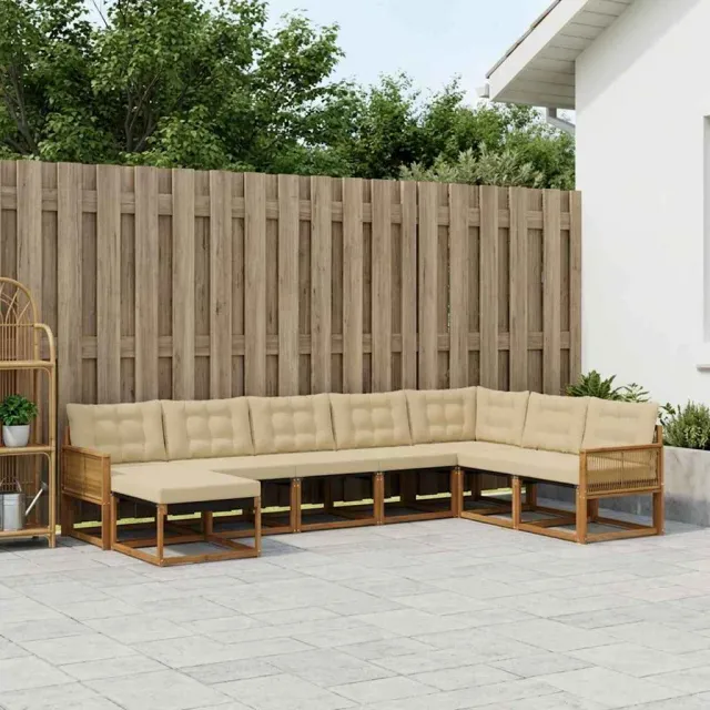vidaXL Buiten bankenset 8 st 8-zits Natuurlijk en Beige