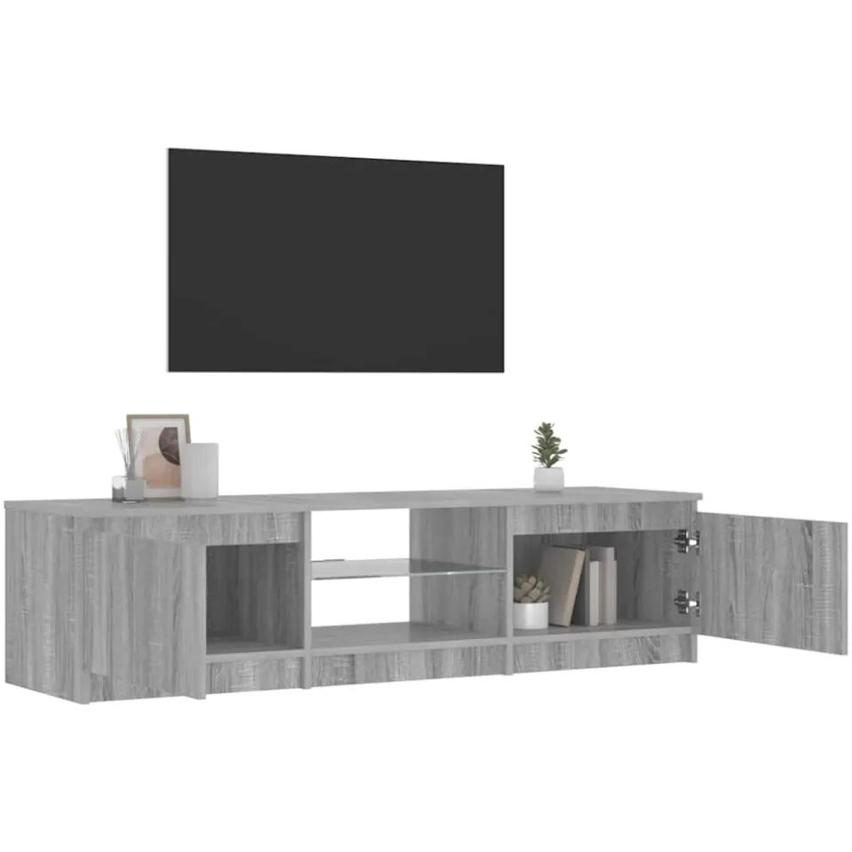 vidaXL Tv-meubel met LED-verlichting 140x40x36 cm grijs sonoma eiken, foto 4