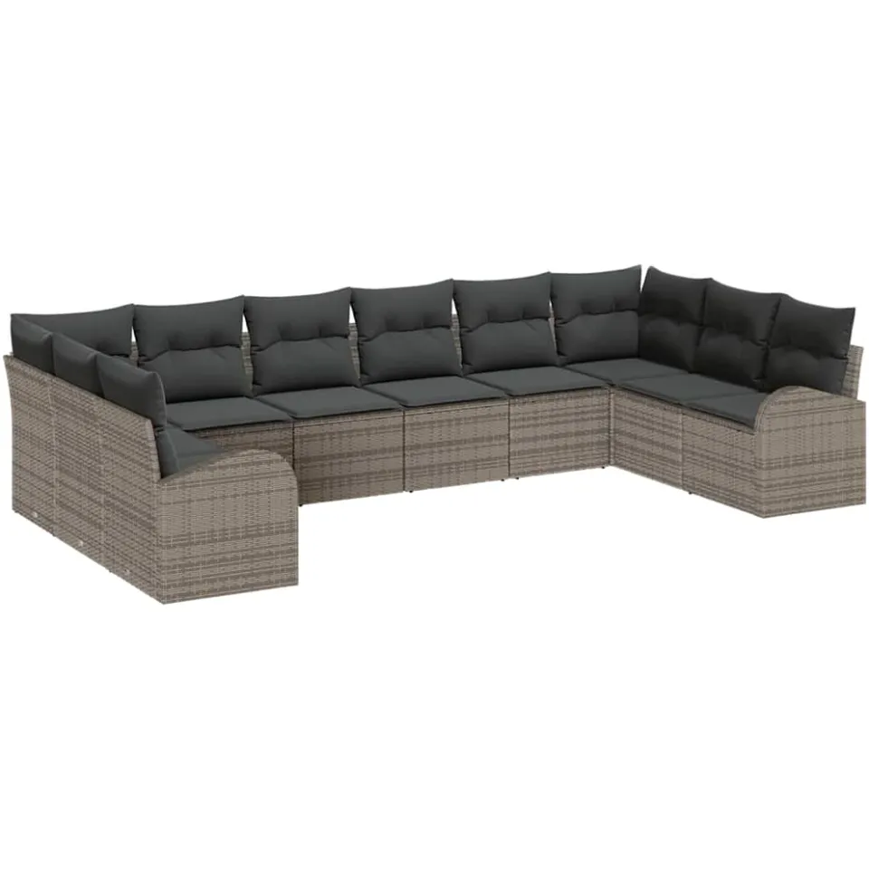 vidaXL Bankstel 10 st Grijs [Synthetisch]: Polyrattan