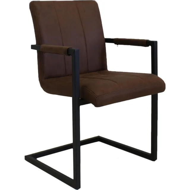 Happyment Eetkamerstoel Farlo - Bruin microvezel - Metalen poten - set van 1 - Zithoogte 46cm