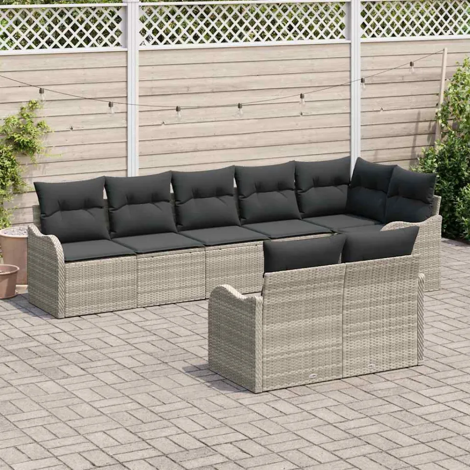 vidaXL Tuin Sofa Set Lichtgrijs poly rattan, foto 3