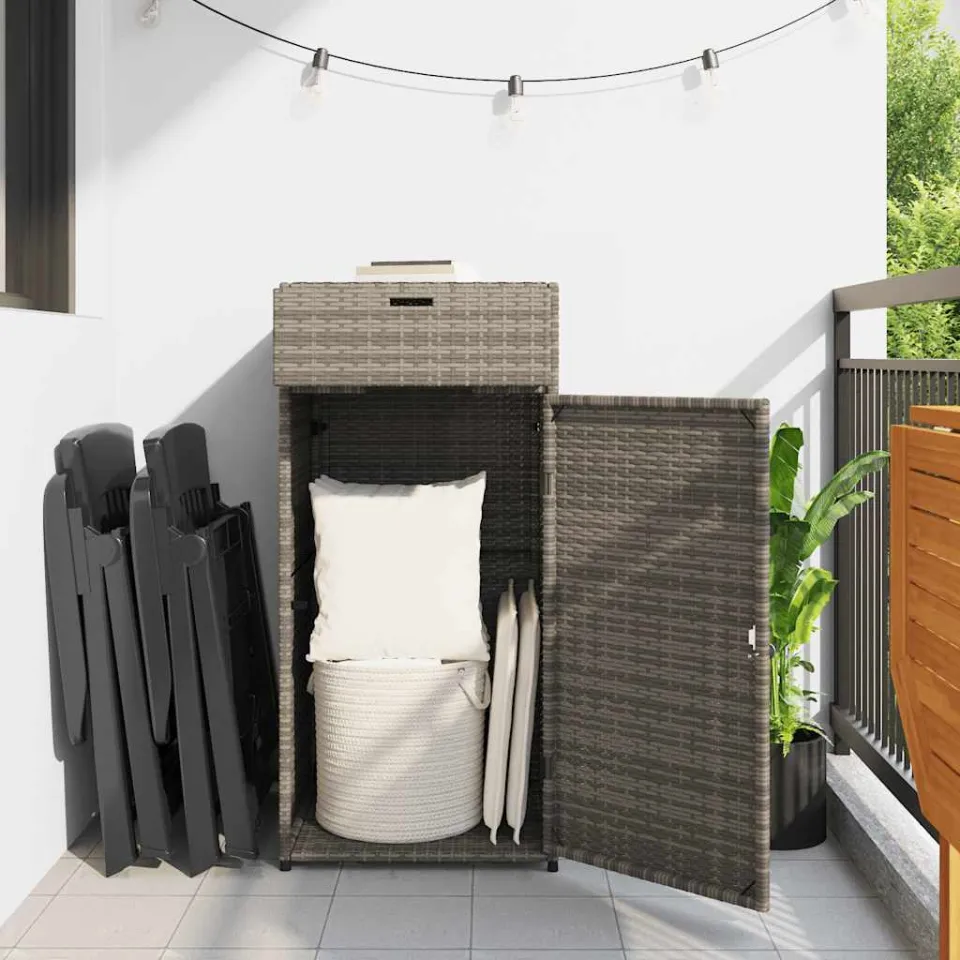vidaXL Tuinkast 55x55x111 cm poly rattan grijs, foto 3