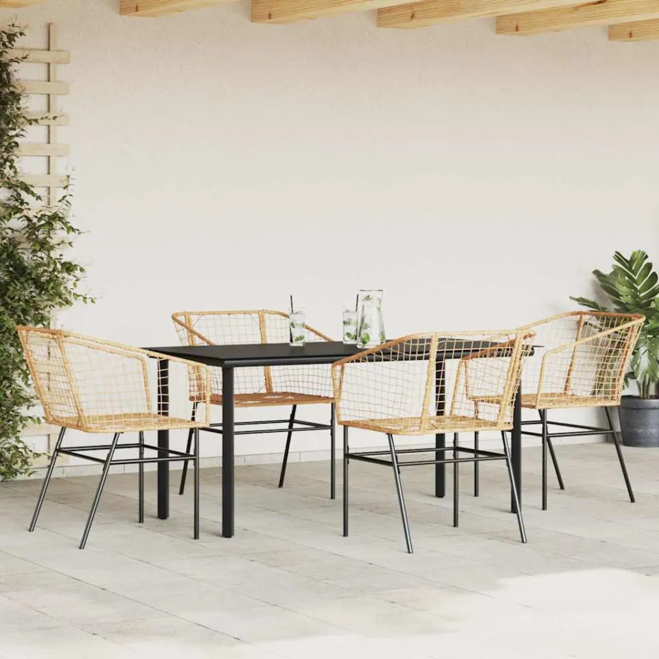 vidaXL 5-delige Tuinset poly rattan glas bruin, foto 2