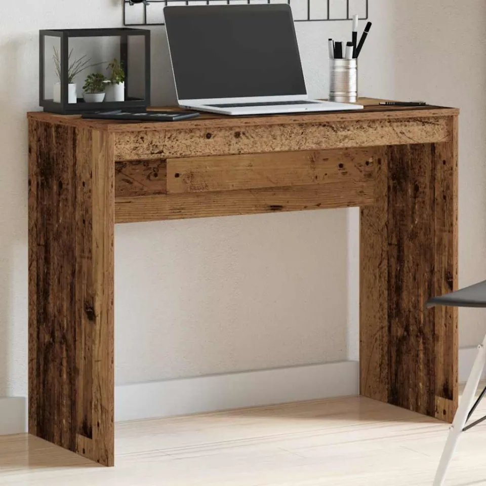 vidaXL Bureau 90x40x72 cm bewerkt hout oud houtkleurig bruin, foto 2