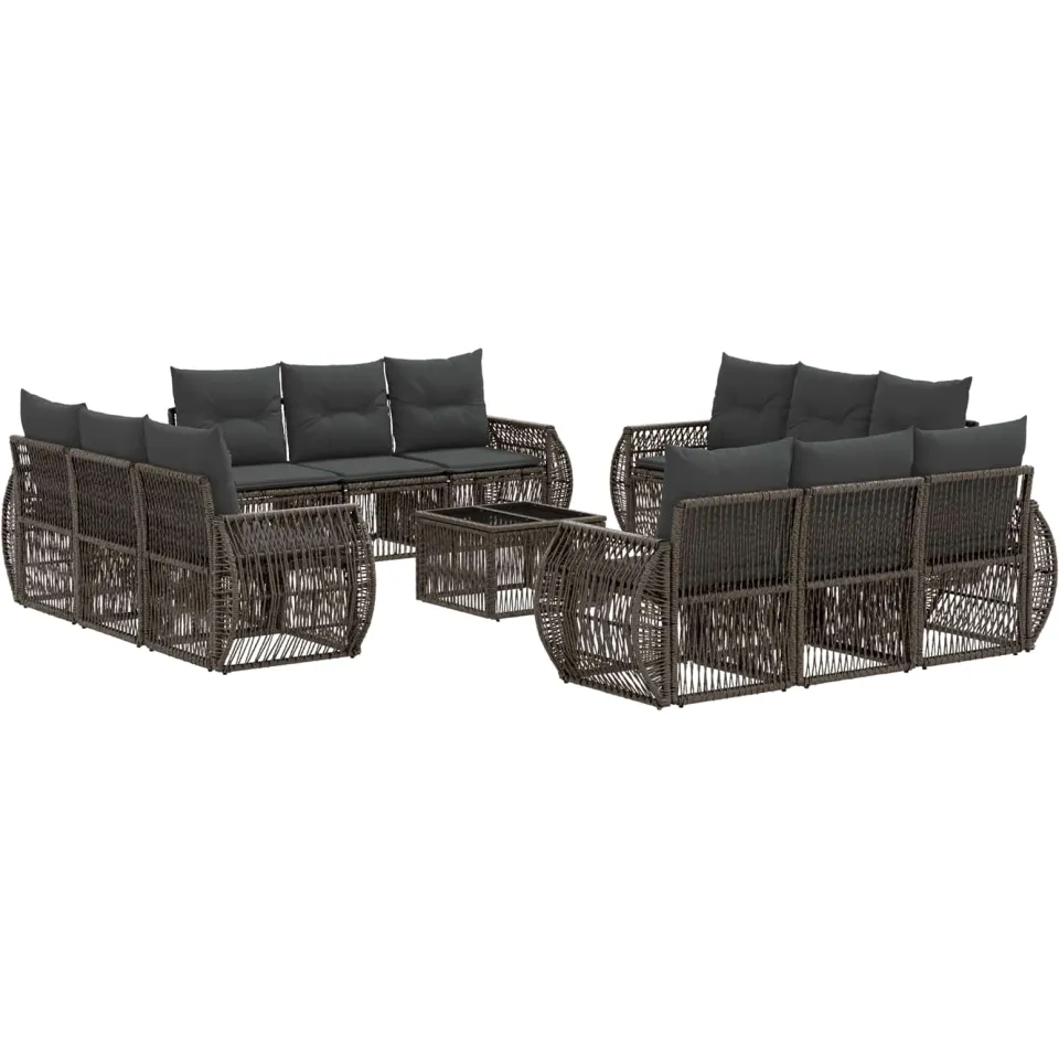 vidaXL Tuinbankenset 13 st 12-zits Grijs en Donkergrijs poly rattan, foto 3