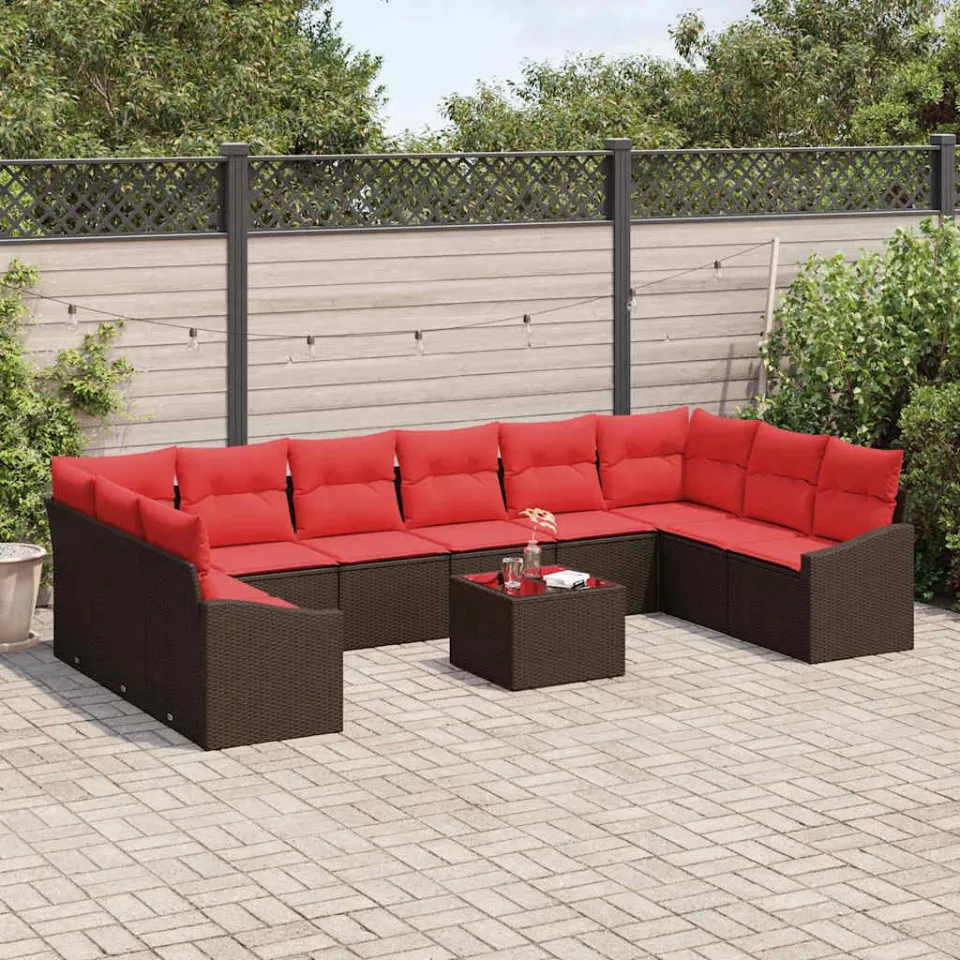 vidaXL Bankstel 11 st Bruin poly rattan, foto 3