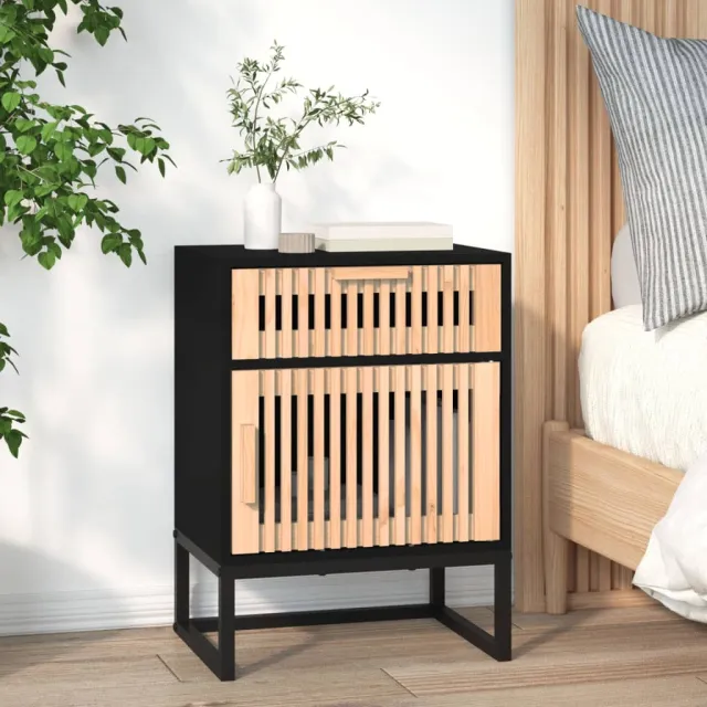 vidaXL Nachtkastje 40x30x55,5 cm bewerkt hout en ijzer zwart, foto 2