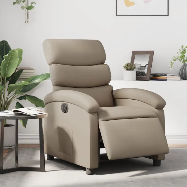 vidaXL Fauteuil verstelbaar elektrisch kunstleer cappuccinokleurig bruin