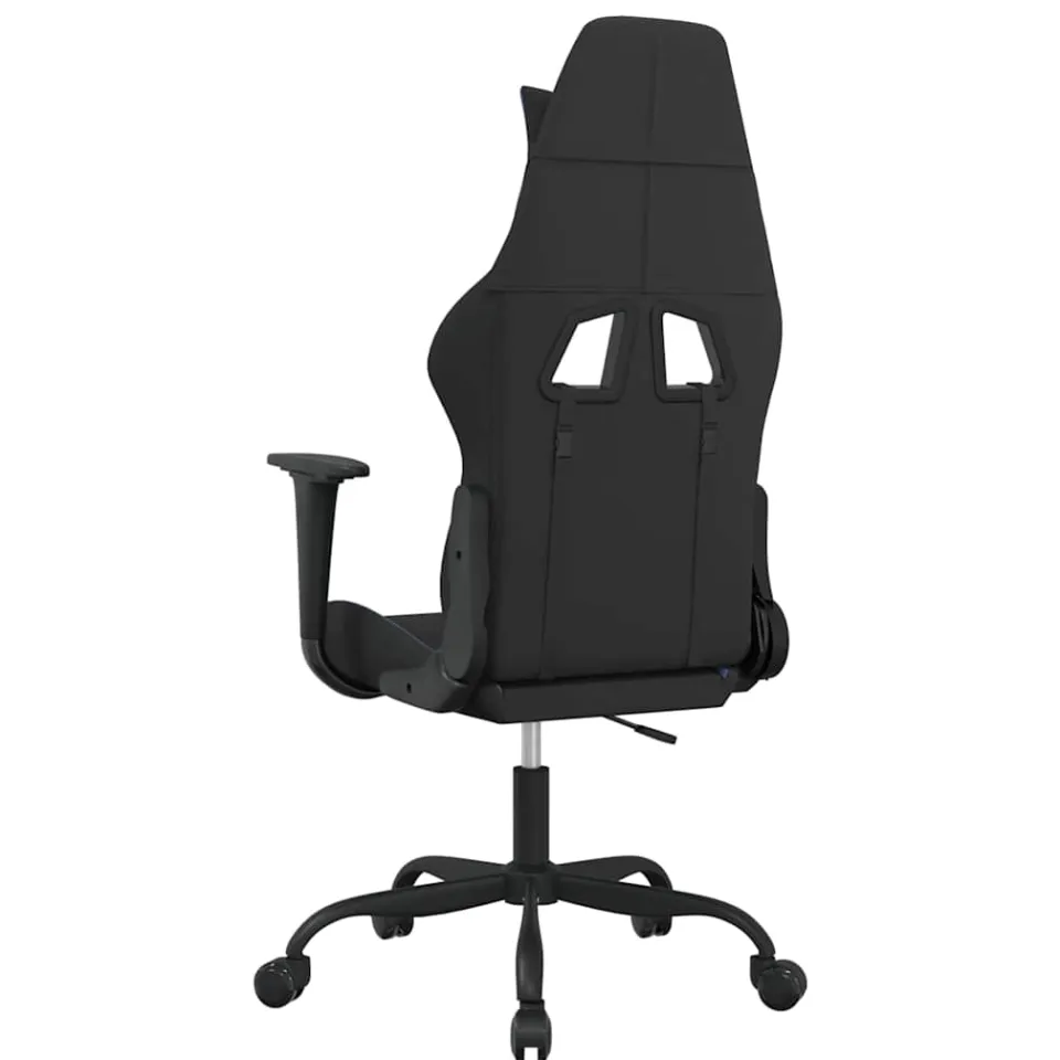 vidaXL Massage gamestoel stof zwart en blauw, foto 4