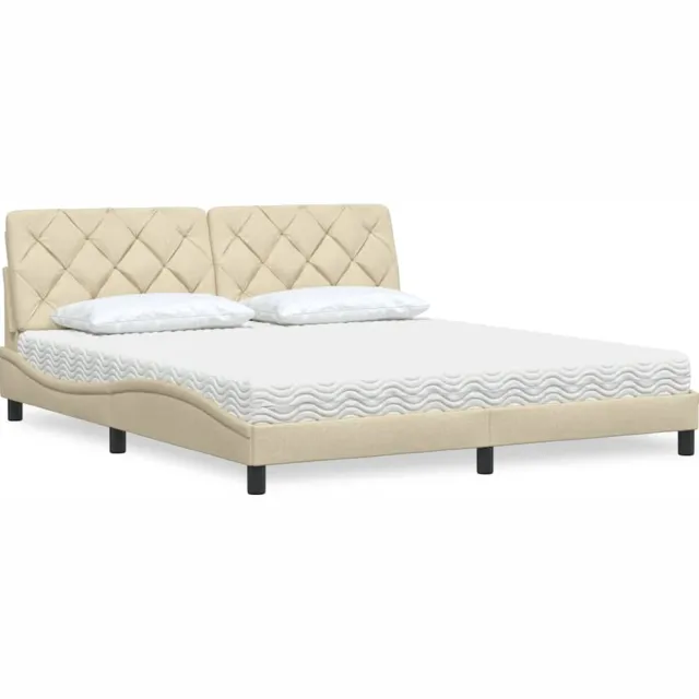 vidaXL Bed met matras stof crèmekleurig 180x200 cm