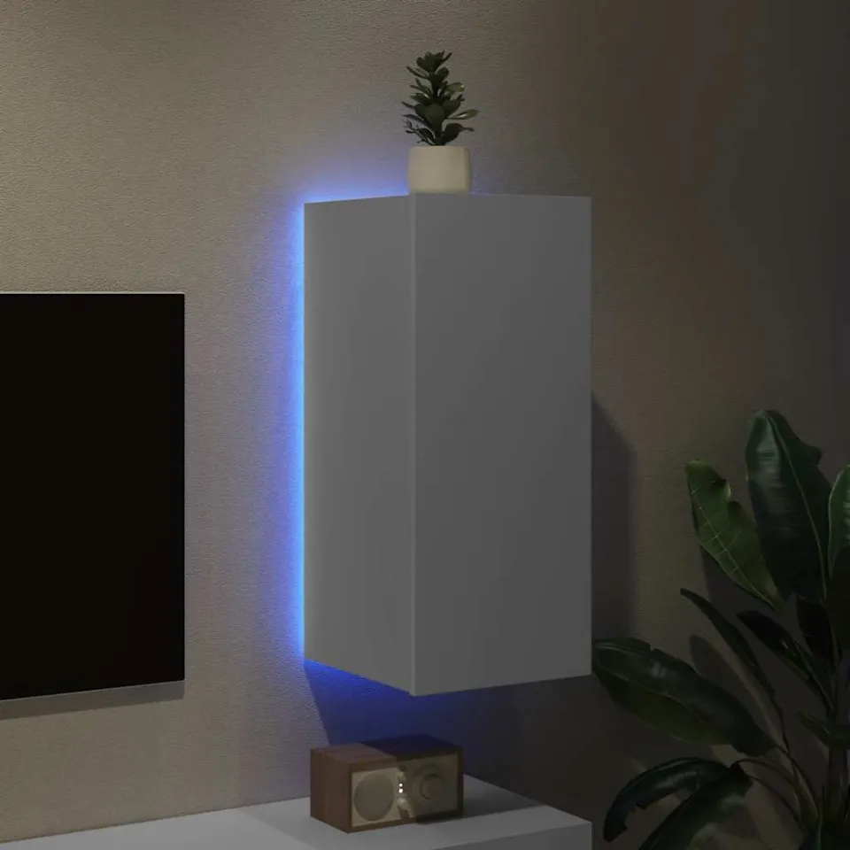 vidaXL Tv-wandmeubel met LED-verlichting 30,5x35x70 cm wit, foto 2