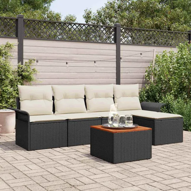 vidaXL Tuinbankenset 6 st Zwart poly rattan, foto 3