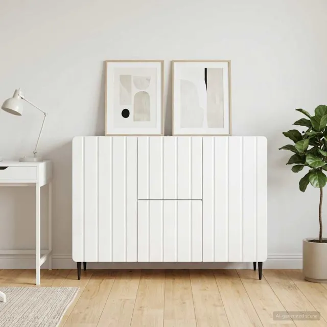 vidaXL Dressoir met lade Hoogglans Wit 89 x 34,5 x 62 cm Bewerkt hout, foto 2