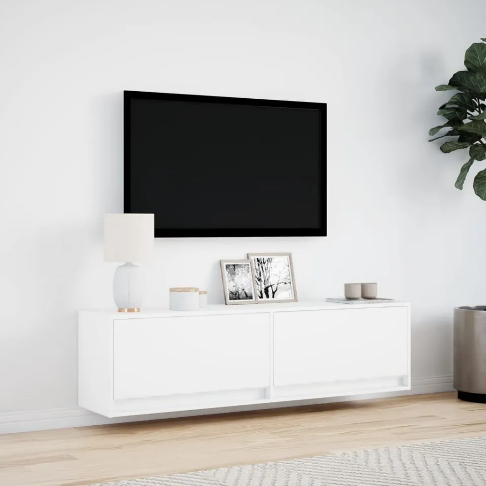 vidaXL Tv-wandmeubel met LED-verlichting 140x31x38 cm wit, foto 2