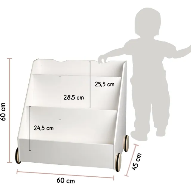 Unyqoos Veelzijdige Kinderboekenkast met Krijtbord en Opbergruimte voor Speelgoed wit