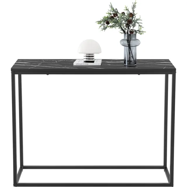 en.casa Console tafel Kittilä 80x100x30 cm zwart mat en marmer