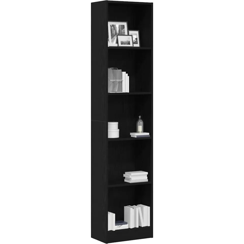 vidaXL Boekenkast Zwart Eiken 40x24x176 cm Engineered Wood Bruin
