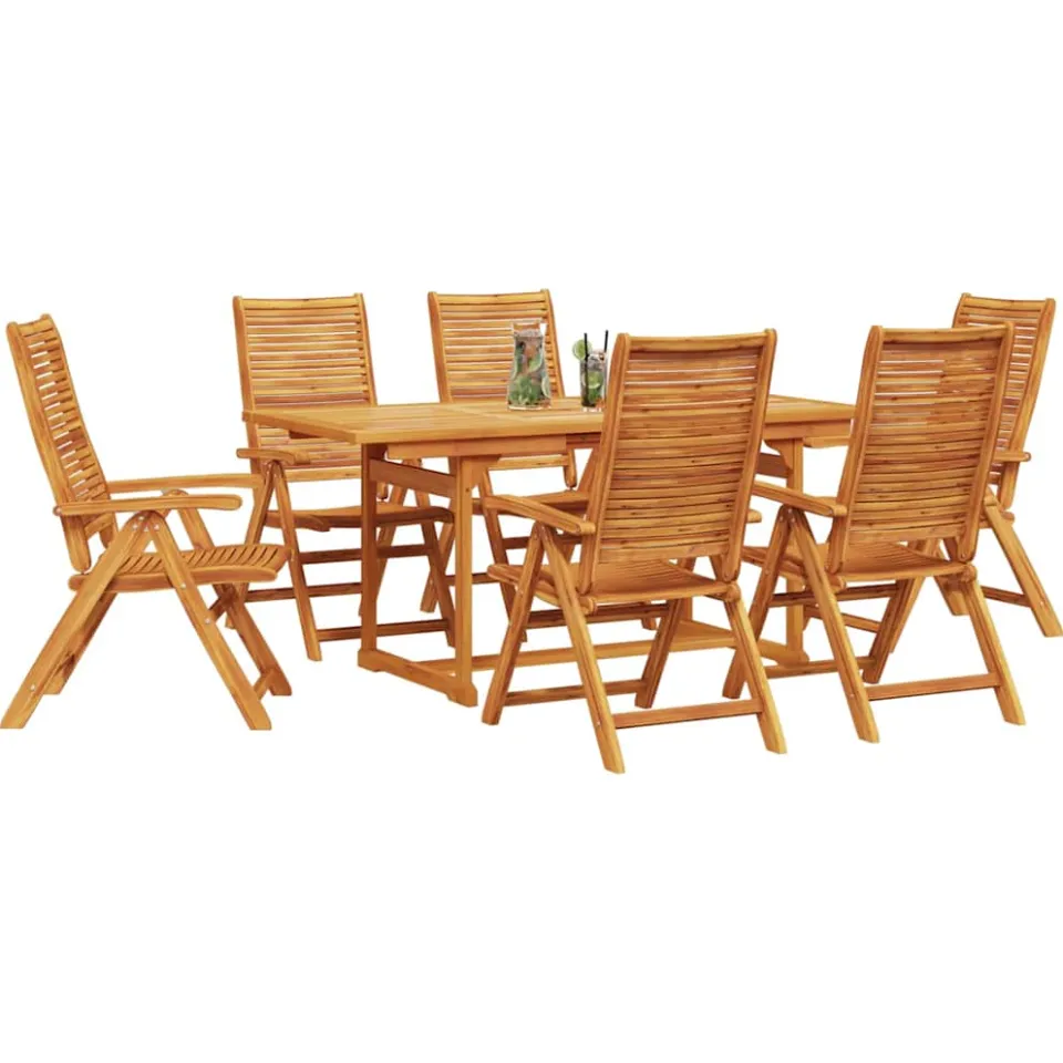 vidaXL Tuin eettafelset 7 st Bruin Massief Acaciahout