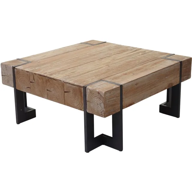 MCW Salontafel MCW-A15, woonkamertafel, massief rustiek dennenhout MVG-gecertificeerd ~ natuurlijke kleur 90x90cm
