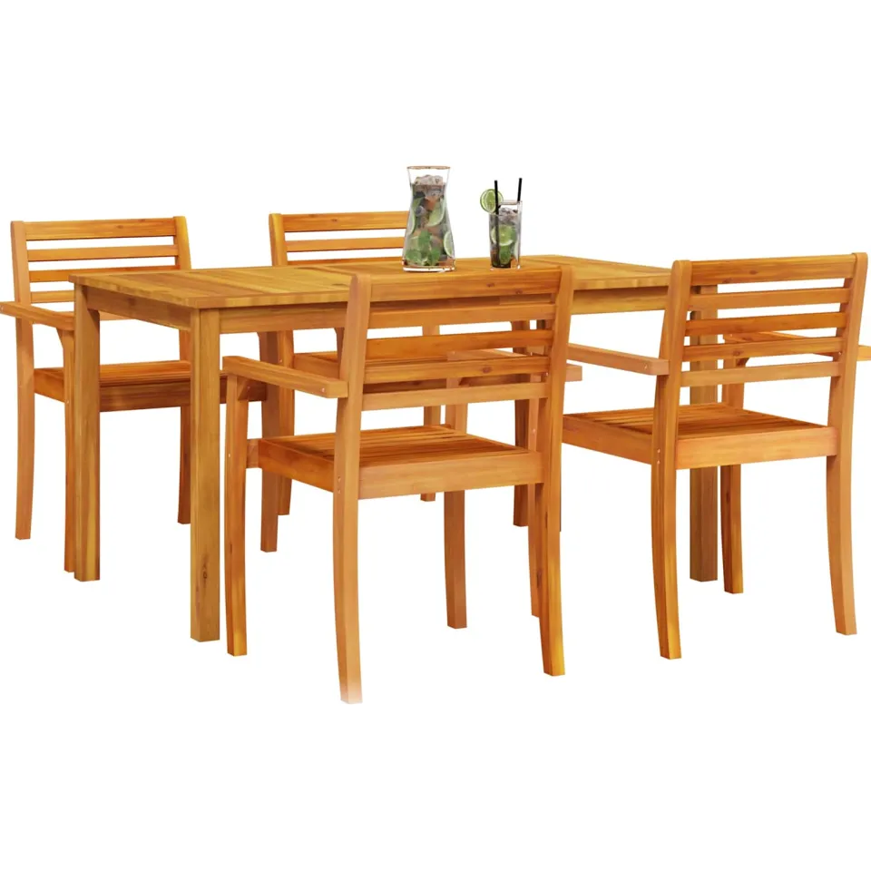 vidaXL Tuin eettafelset 5 st Bruin Massief Acaciahout