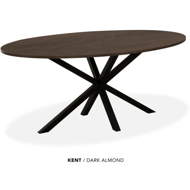 Maxfurn Eettafel ovaal | Zeer krasvast | Kleur: Dark almond | Afmeting 200x102cm