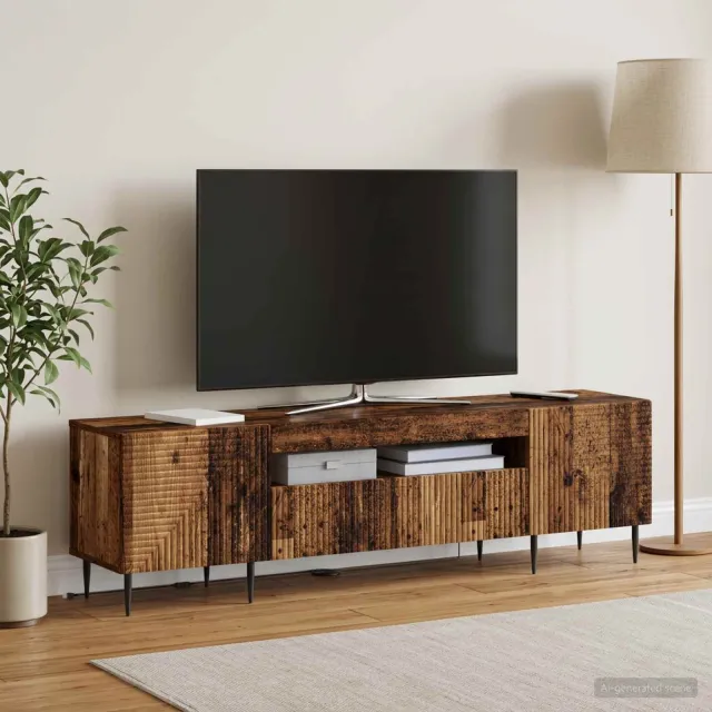 vidaXL LED tv-meubel HAARLEM 153 x 35 x 43 cm Oud hout Bewerkt hout bruin, foto 2