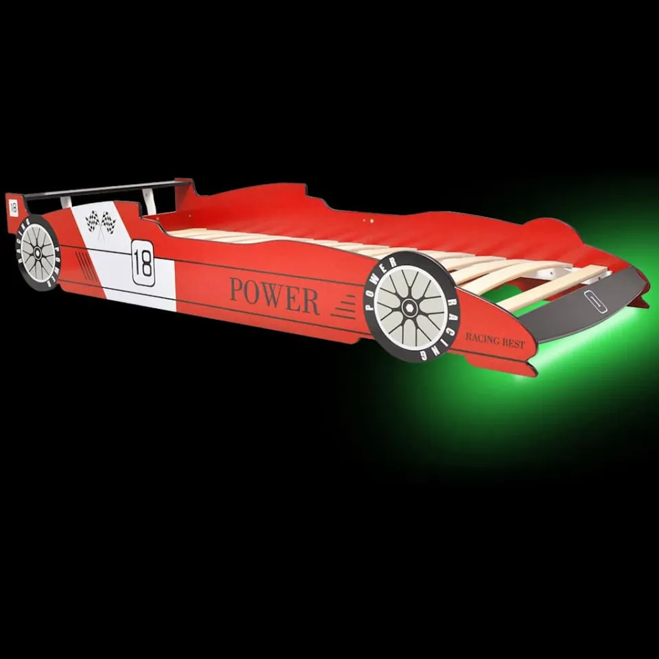vidaXL Kinderbed raceauto met LED-verlichting rood 90x200 cm, foto 3