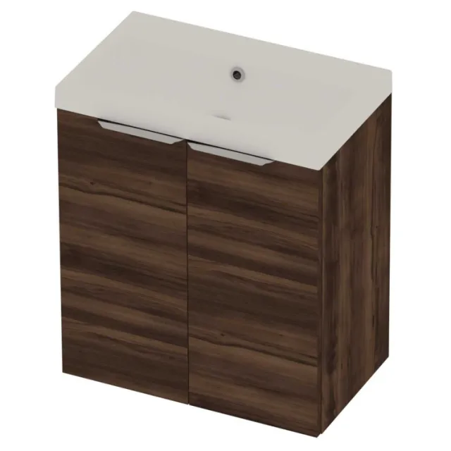 Basic-Line Pretty 36 Badmeubelset Polystone Zonder Kraangat 60x36x70 cm Barista Oak Mat Wit