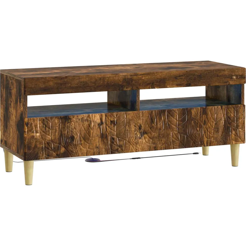 vidaXL LED tv-meubel Gerookt eiken Bewerkt hout Bruin
