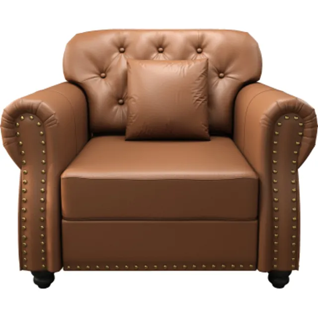 in& out door furniture 105 cm Chesterfield-fauteuil, kunstleren eenzitsfauteuil, zitkussen met veerkern, knoopstiksel, rollende armleuning-design, siernageldecoratie, Burin
