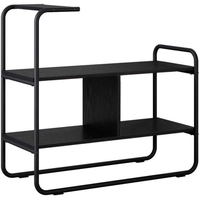 vidaXL Consoletafel - Zwart - eiken - 80 - x - 35 - x - 75 - cm - Bewerkt - hout Zwart eiken