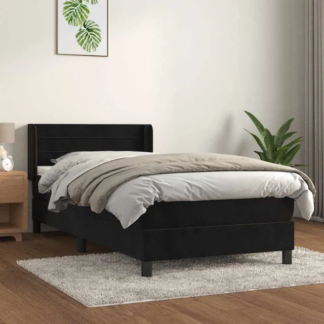 vidaXL Boxspring met matras fluweel donkergroen 100x200 cm groen