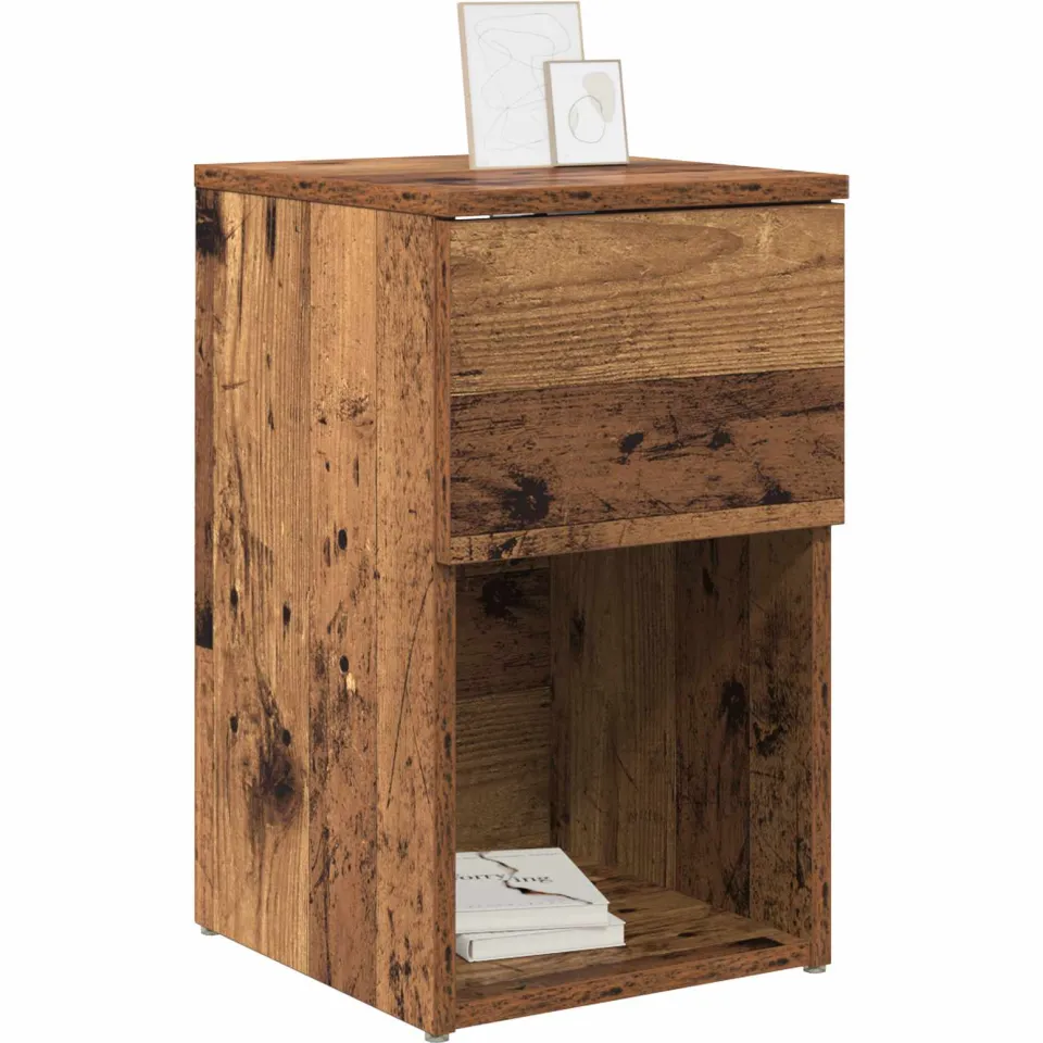 vidaXL Bed kast 2 st Oud hout 29 x 31,5 x 49 cm Bewerkt hout bruin