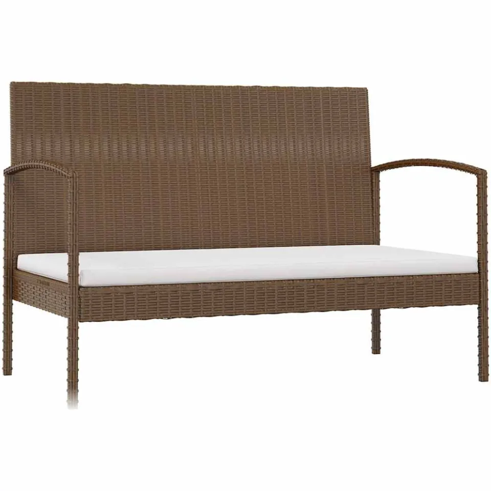 vidaXL 16-delige Loungeset met kussens poly rattan bruin