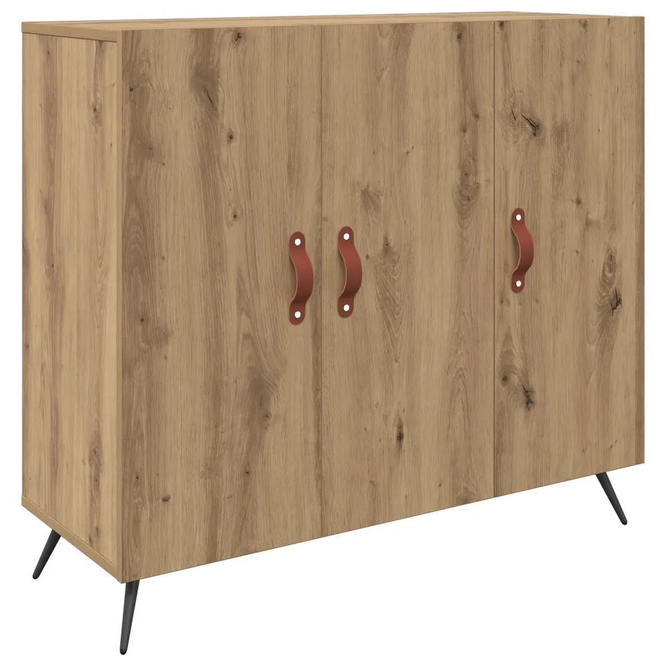 vidaXL Dressoir Artisan Eiken 89,5 x 34 x 80 cm Bewerkt hout, foto 3