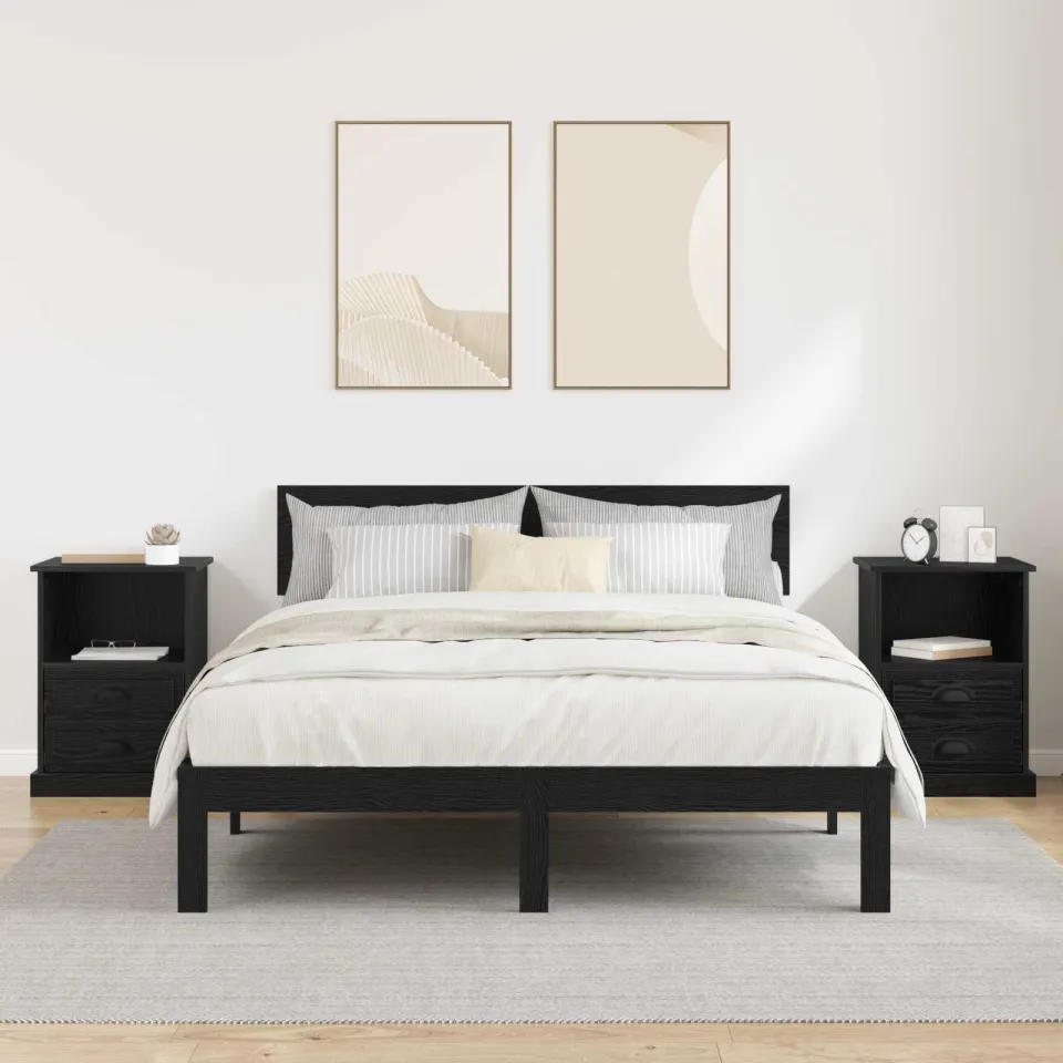 vidaXL Nachtkastje 2 st Zwart Eiken 36 x 43 x 60 cm Bewerkt hout, foto 4