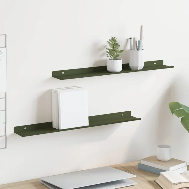 vidaXL Drijvende plank 2 st Olijf Groen 60 x 8,5 x 2,5 cm Staal