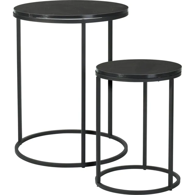 In & Out Deco Bijzettafel- Salontafel - Set - Blad MDF Marmer - Grote Tafel hoog50cm - Kleine Tafel hoog 40 cm zwart - mdf marmer