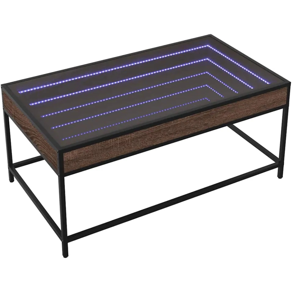 vidaXL Salontafel met Infinity LED 90x50x41 cm bruin eikenkleurig