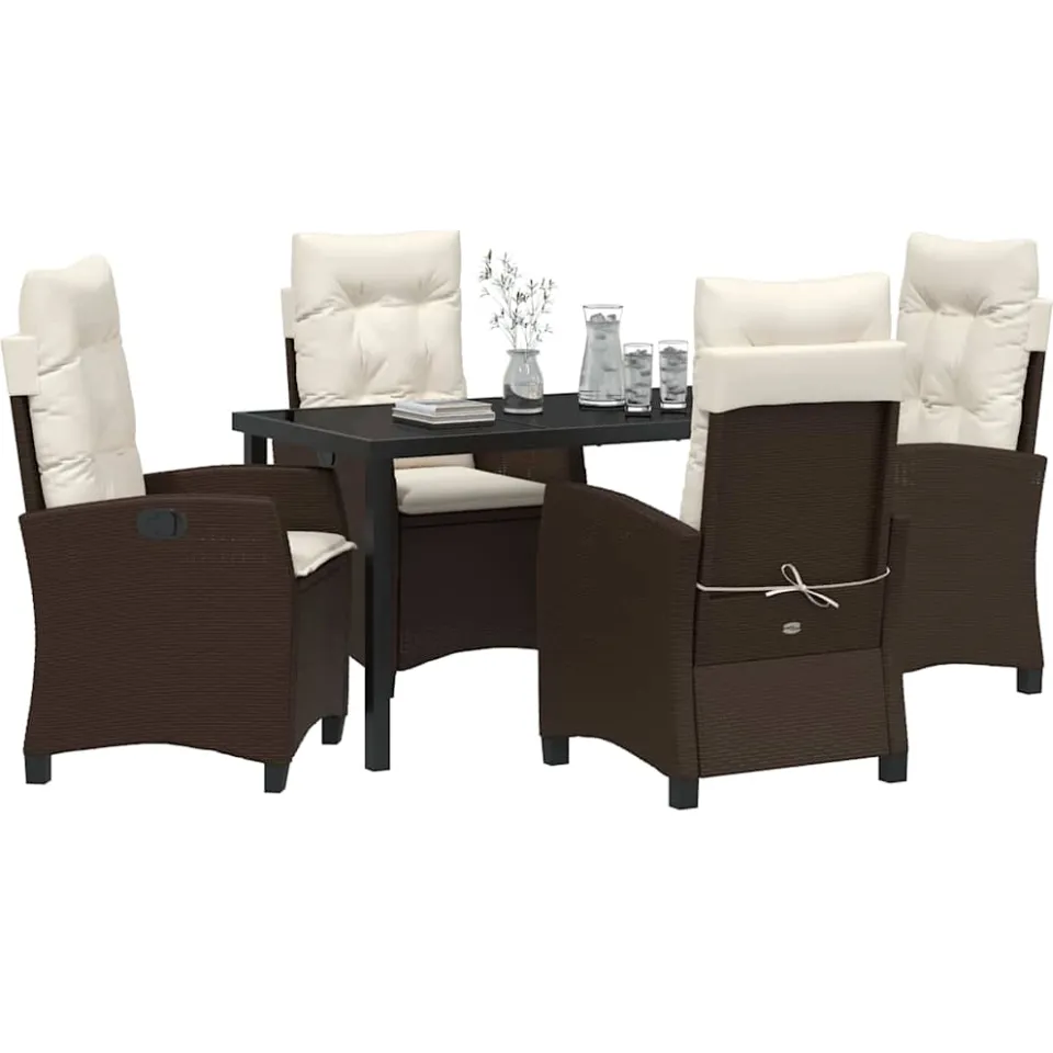 vidaXL Tuin eettafelset 5 st Bruin poly rattan